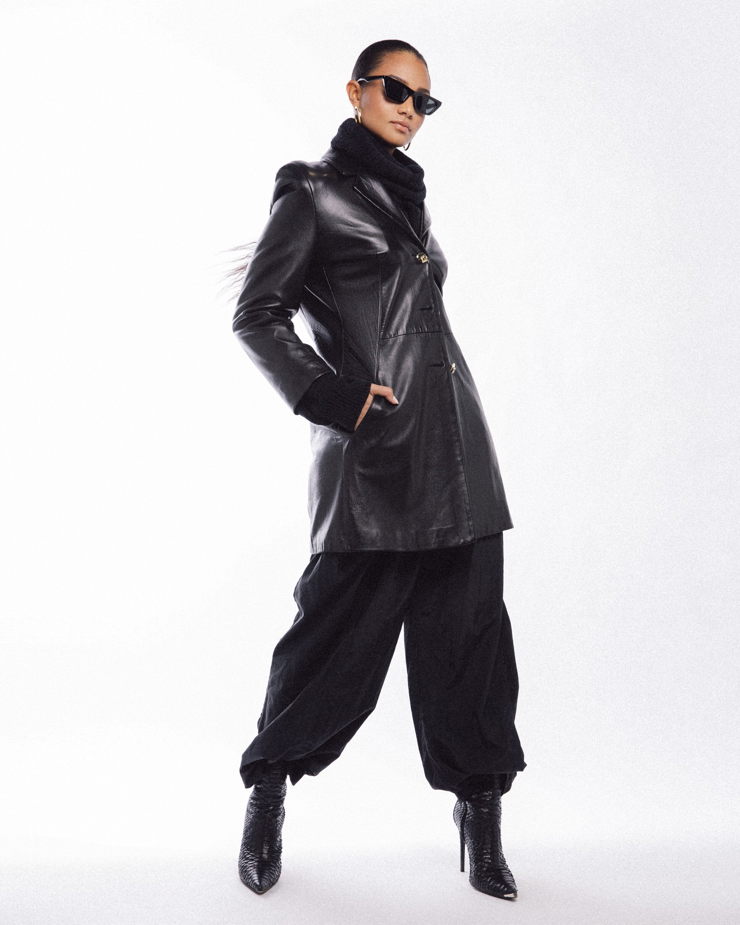 Vintage St. John Leather Long Coat