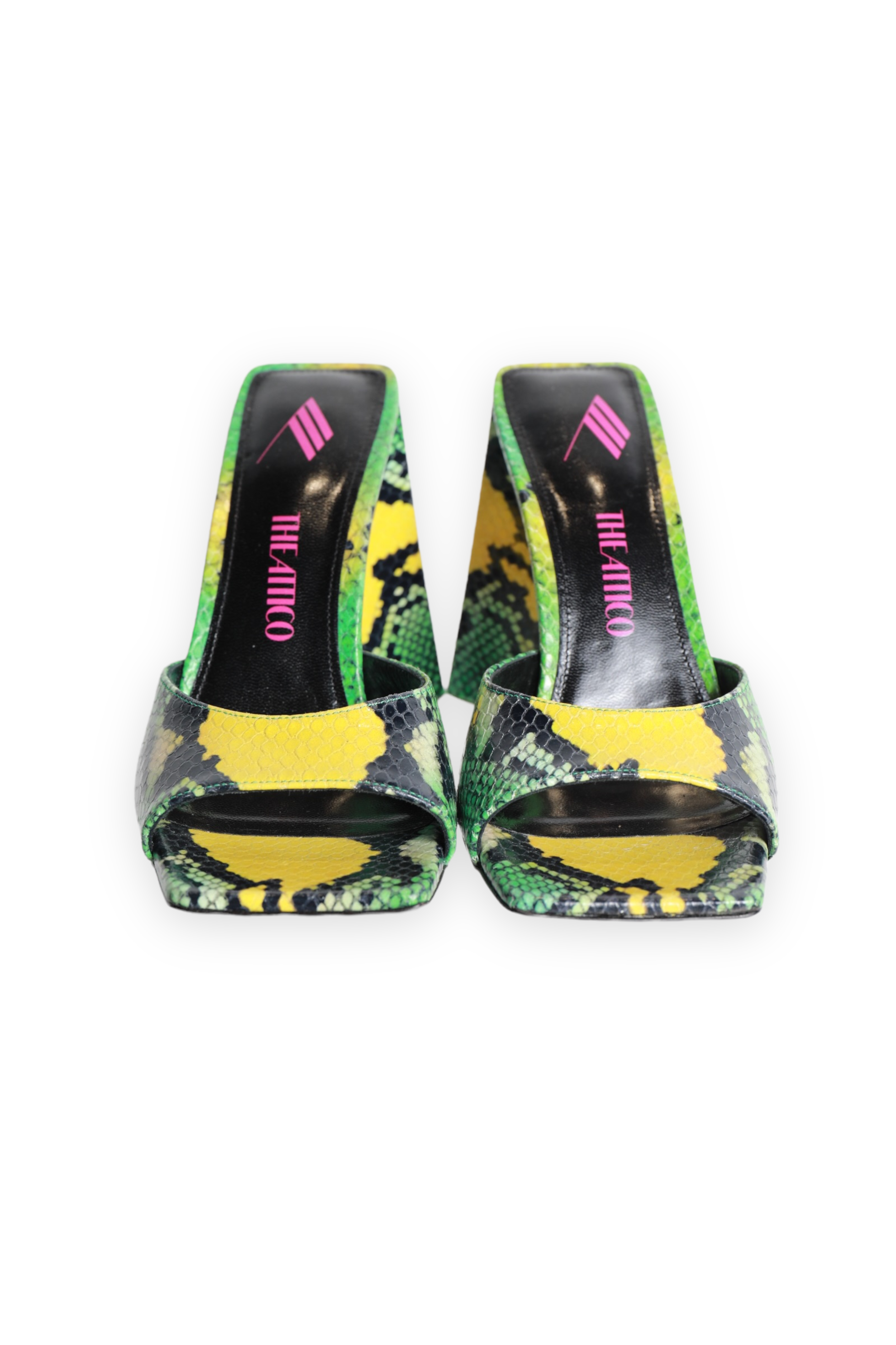 The Attico Leather Animal Print Slides