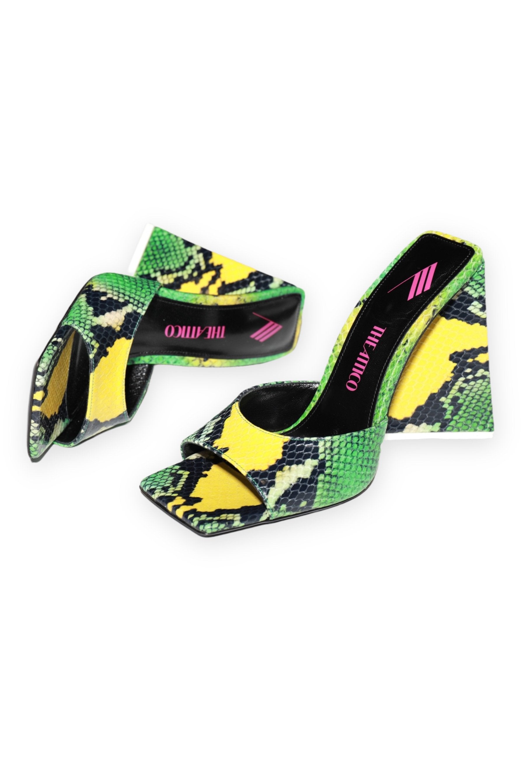 The Attico Leather Animal Print Slides